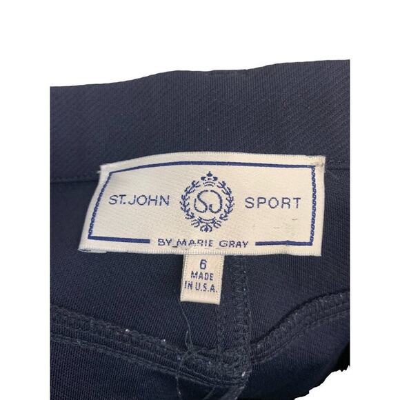 St. John Sport By Marie Gray Straight Leg High Rise Navy Pants SZ 6 - Picture 6 of 10